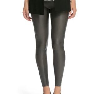 SPANX Faux Leather Gunmetal Grey Leggings